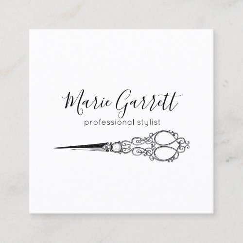 Vintage Scissors Salon Square Business Card