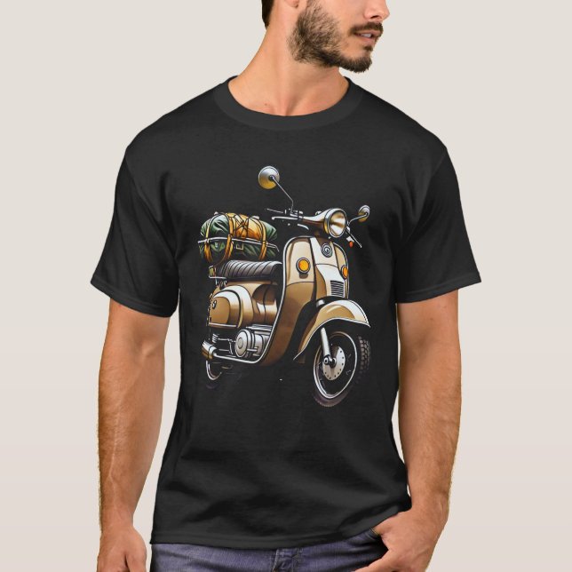 Vintage Scooter Adventure – Retro Rider T-Shirt (Front)