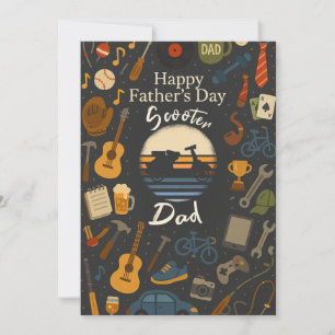 Vintage Scooter Dad Fathers Day Gift Cards Cycle