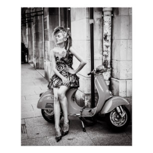 Vintage Scooter girl on scooter Poster Paris
