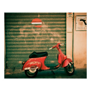 Vintage Scooter Perfect Poster Rome Italy
