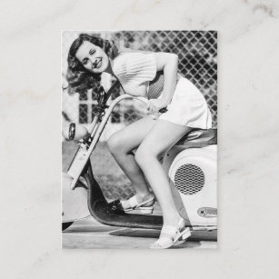 Vintage Scooter Pinup Miniskirt Legs Business Card