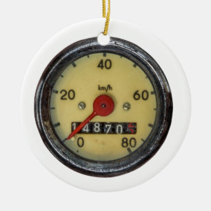 Vintage Scooter Speedometer Ceramic Ornament