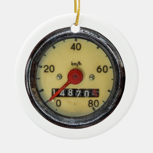 Vintage Scooter Speedometer Ceramic Ornament (Front)