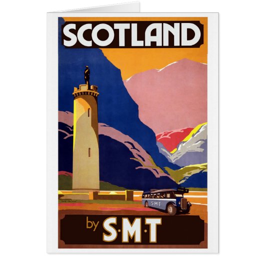 "Vintage Scotland Bus Company Travel Poster" (Front)