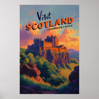 Vintage Scotland Edinburgh Castle Poster