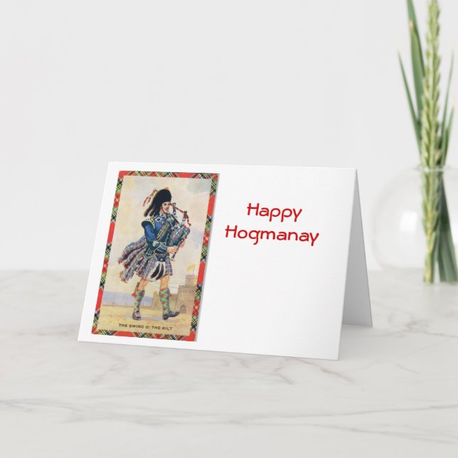 Vintage Scotland, Follow the Bagpipes Card (Front)