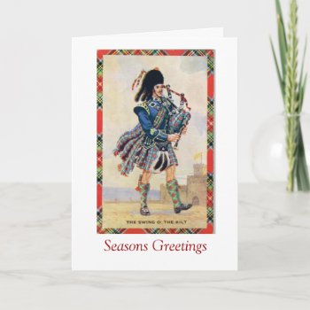 Vintage Scotland  Follow The Bagpipes Holiday Card by TheTartanShop at Zazzle