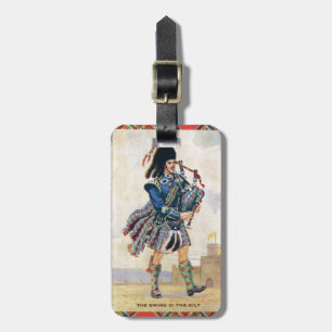 Vintage Scotland, Follow the Bagpipes Luggage Tag