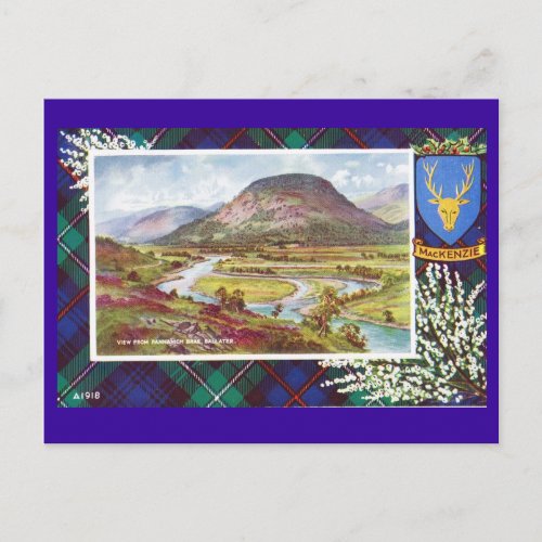 Vintage Scotland Mackenzie tartan Ballater Postcard