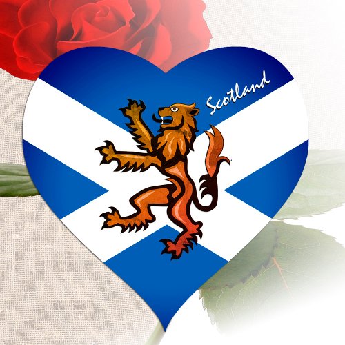Vintage Scotland Rampant Patriotic Scottish Flag Heart Sticker