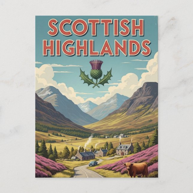 Vintage Scotland Scottish Highlands Travel Postcard (Front)