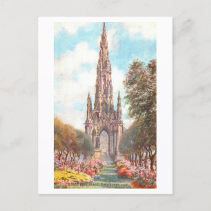 Vintage Scott Monument, Edinburgh, Scotland Postcard