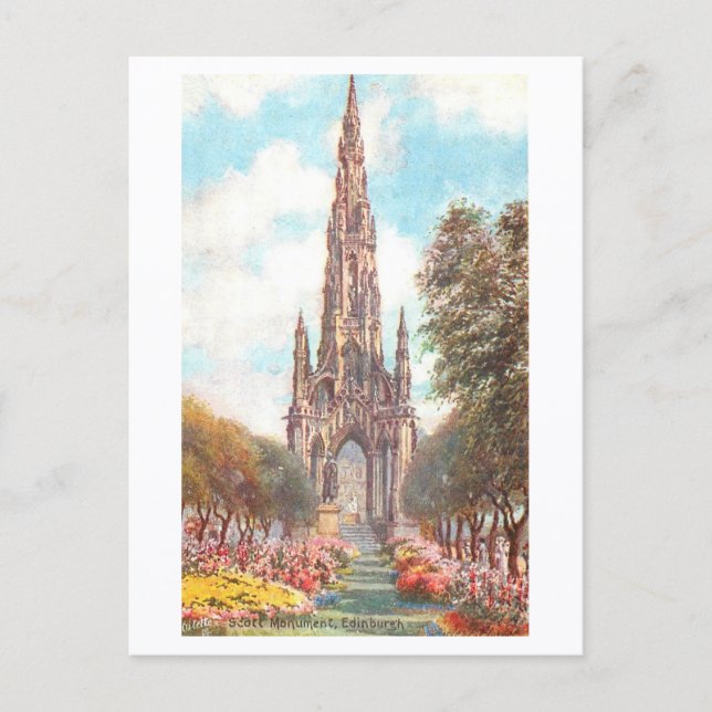 Vintage Scott Monument, Edinburgh, Scotland Postcard (Front)