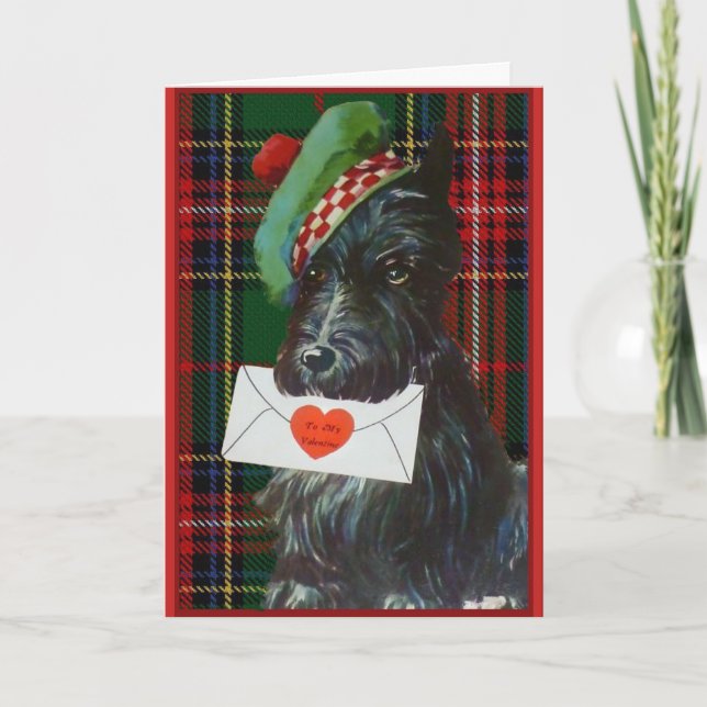 Vintage Scottie Dog Valentine, Holiday Card (Front)
