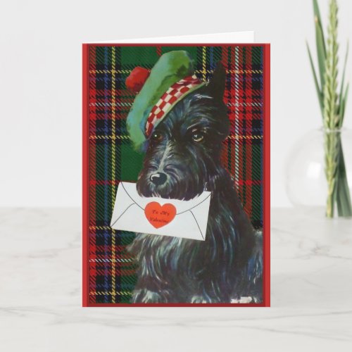 Vintage Scottie Dog Valentine Holiday Card