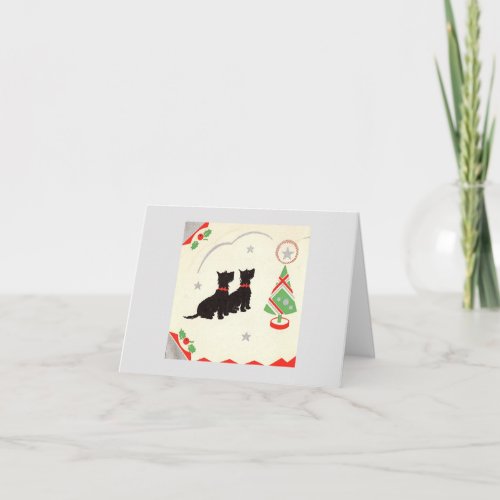 Vintage Scottie Dogs with Christmas Tree Card