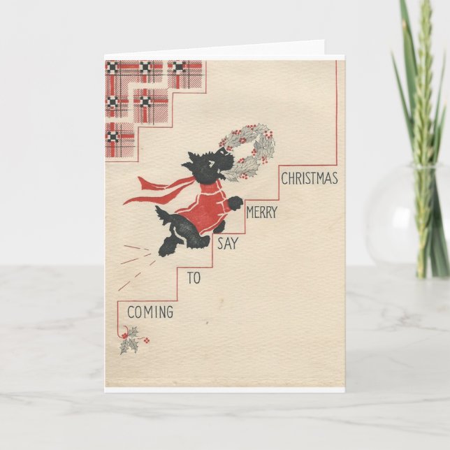 Vintage Scottie Merry Christmas Holiday Card (Front)