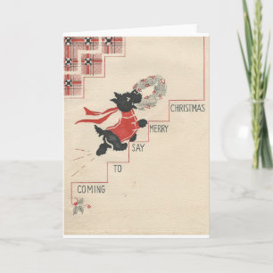 Vintage Scottie Merry Christmas Holiday Card