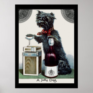 Vintage Scottie with Champagne Poster