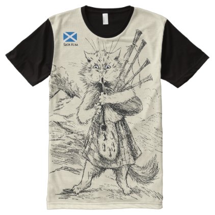 Vintage Scottish Bagpipes Cat All-Over-Print Shirt