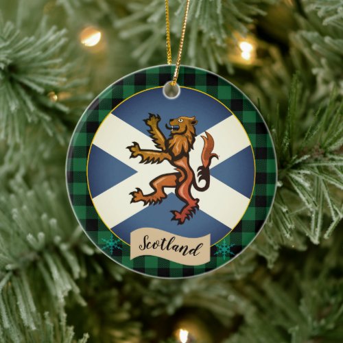 Vintage Scottish Flag Rampant Plaid Scotland Ceramic Ornament