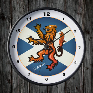 Vintage Scottish Flag, Rampant, Scotland design Round Clock