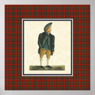 Vintage Scottish Highlander Moozie Tartan Border Poster