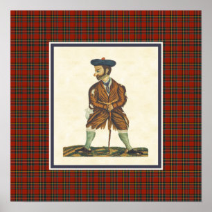 Vintage Scottish Highlander Peelans Tartan Border Poster