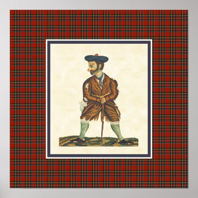 Vintage Scottish Highlander Peelans Tartan Border Poster (Front)