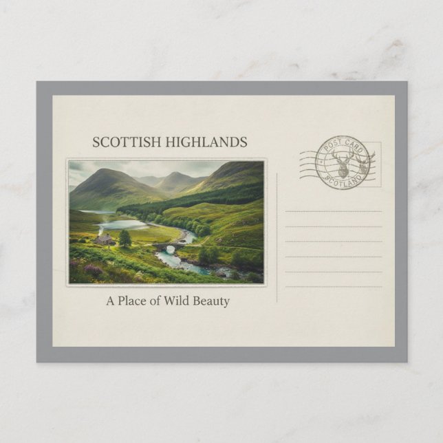 Vintage Scottish Highlands Nature Postcard (Front)