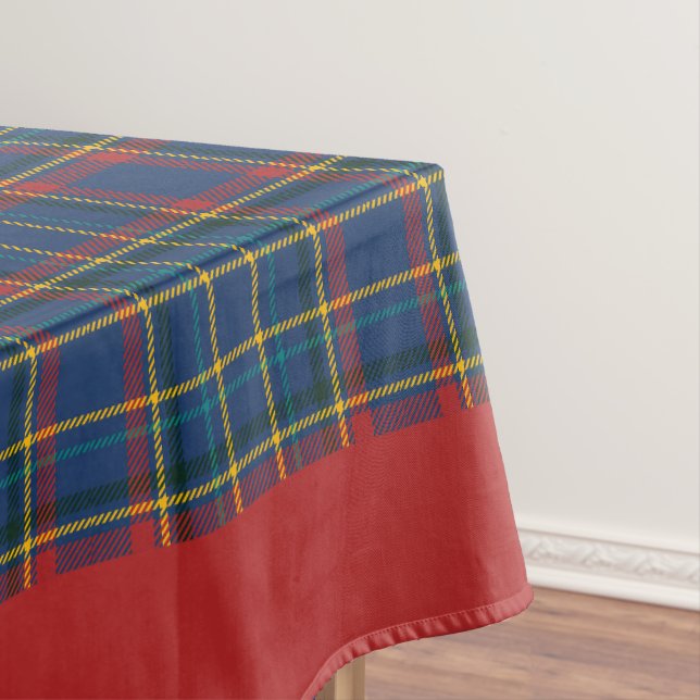 Vintage Scottish Plaid in red & blue Tablecloth (In Situ)