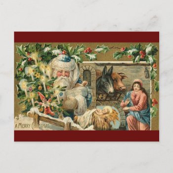 Vintage Scottish Santa Nativity Postcard by vintagecreations at Zazzle