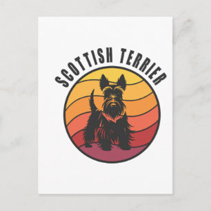 Vintage Scottish Terrier Sunse Postcard