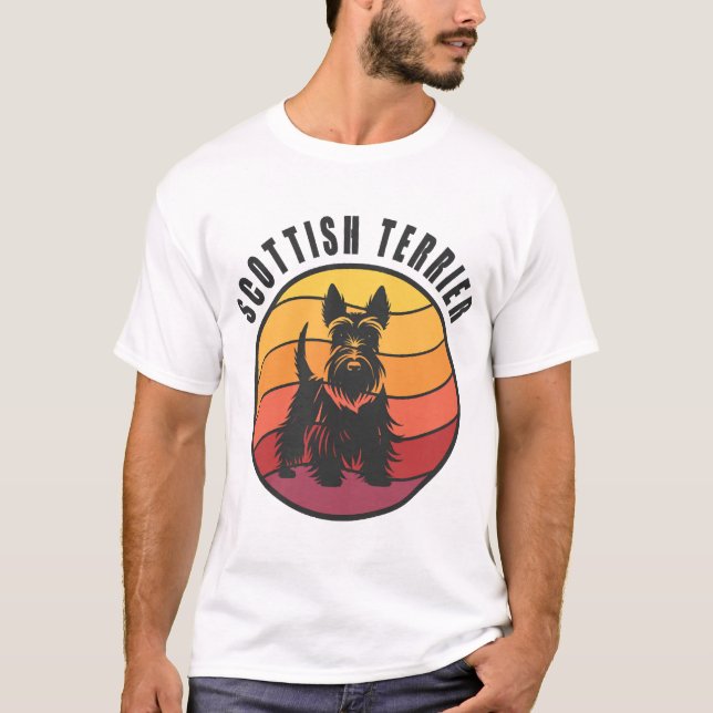 Vintage Scottish Terrier Sunse T-Shirt (Front)