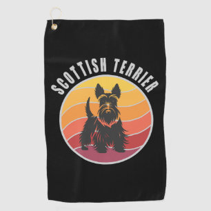 Vintage Scottish Terrier Sunset Golf Towel