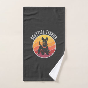 Vintage Scottish Terrier Sunset Hand Towel