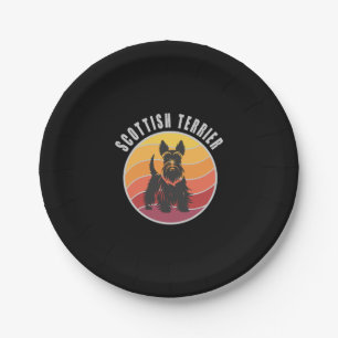 Vintage Scottish Terrier Sunset Paper Plates