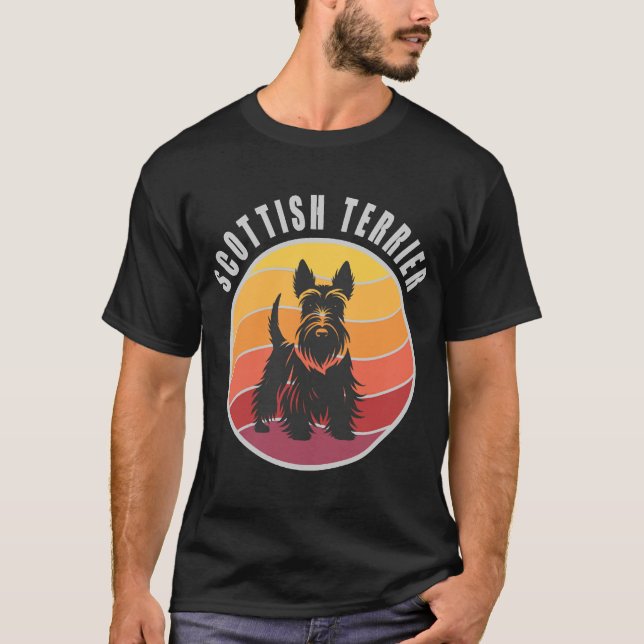 Vintage Scottish Terrier Sunset T-Shirt (Front)