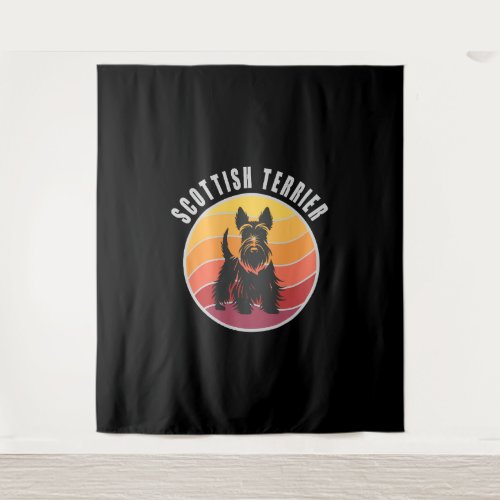 Vintage Scottish Terrier Sunset Tapestry