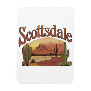Vintage “Scottsdale Arizona” Retro Desert Sunset Magnet