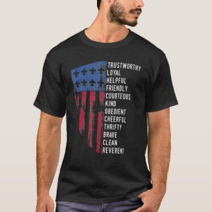 Vintage Scouting  Us America Flag Scouting Law T-Shirt