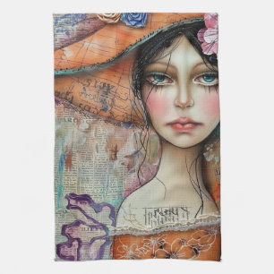 Vintage Scrapbook Collage Face (10) Kitchen Towel