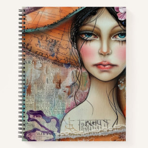 Vintage Scrapbook Collage Face (10) Notebook