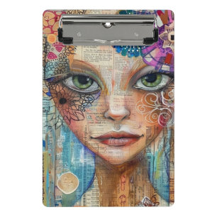 Vintage Scrapbook Collage Face (3) Mini Clipboard