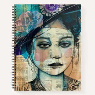 Vintage Scrapbook Collage Face (7) Notebook