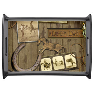 Vintage Scrapbook Dare-Devil Cowboy Tray