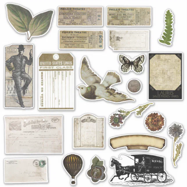 Vintage Scrapbook Stickers Vintage Ephemera Zazzle