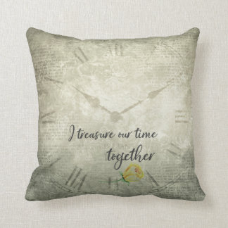 Vintage Scrapbook Style Time Treasure Quote Throw Pillow