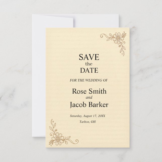 Vintage Scrapbook Style Wedding Save the Date Invitation (Front)